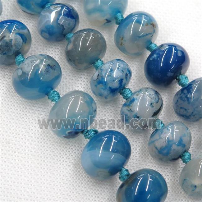blue Cherry blossom Agate rondelle beads