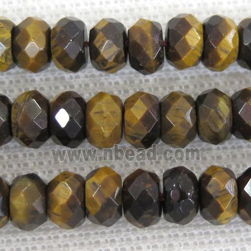 Tiger eye stone beads, faceted rondelle
