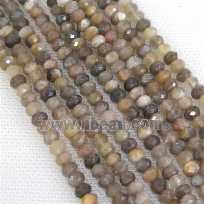 black SunStone beads, faceted rondelle