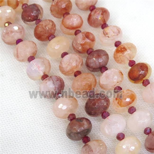 red Iron Quartz beads Ferruginous faceted rondelle
