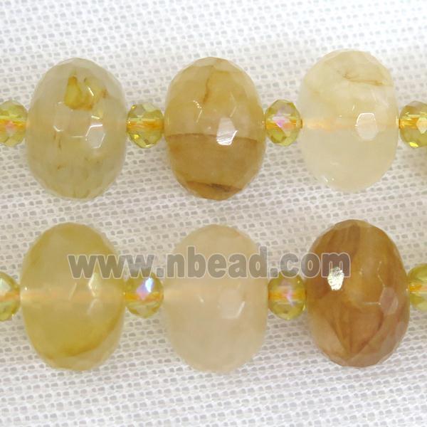 yellow Iron Quartz beads Ferruginous faceted rondelle