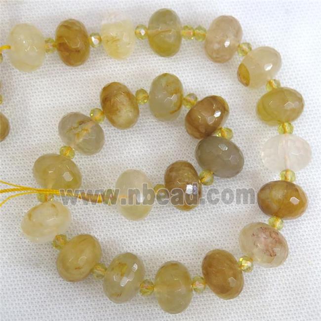 yellow Iron Quartz beads Ferruginous faceted rondelle