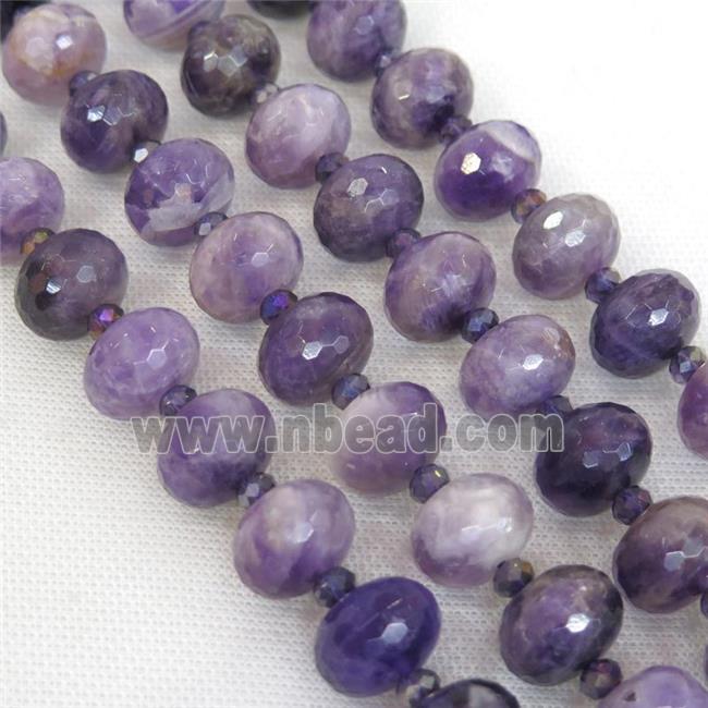 Dogtooth Amethyst Beads, faceted rondelle