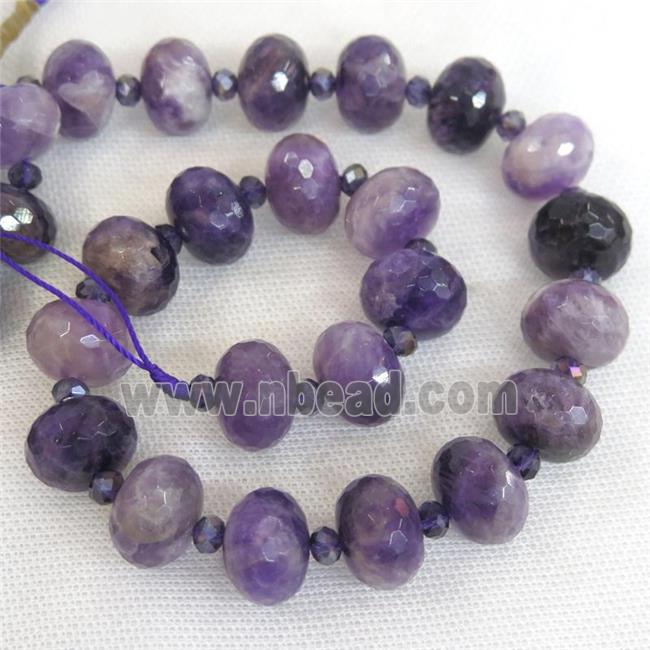 Dogtooth Amethyst Beads, faceted rondelle