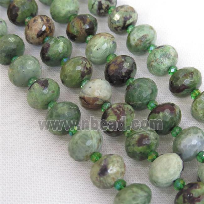 green Opal Jasper beads, faceted rondelle