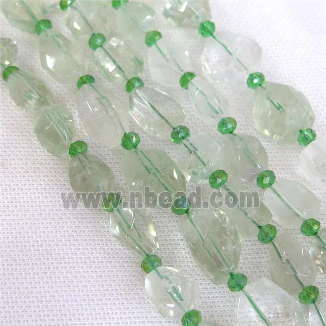 green Quartz beads, freeform
