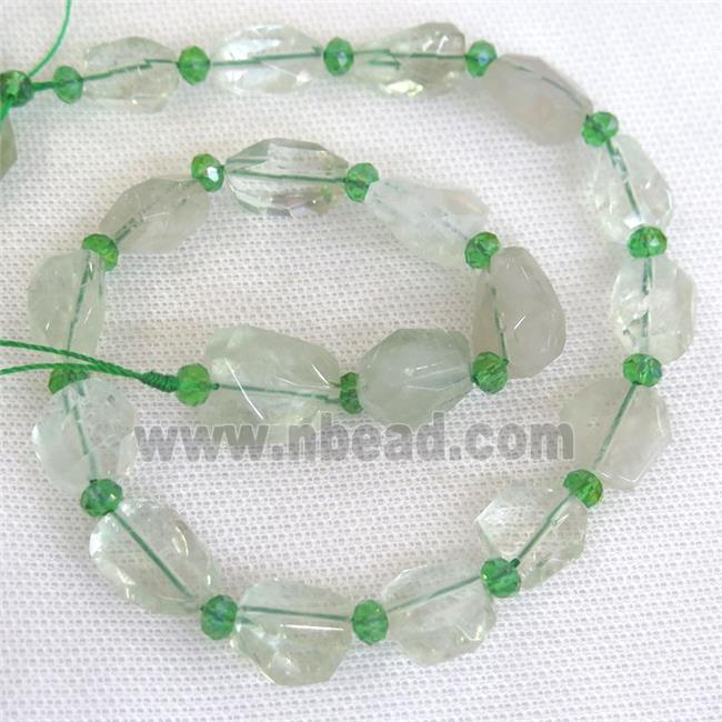 green Quartz beads, freeform