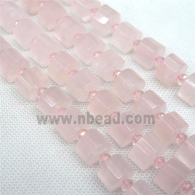 Rose Quartz triangle beads, faceted