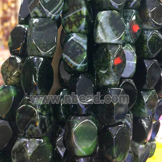 darkgreen Dragon Veins Agate Beads, freeform