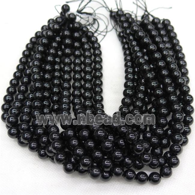 Black Tourmaline Beads, round