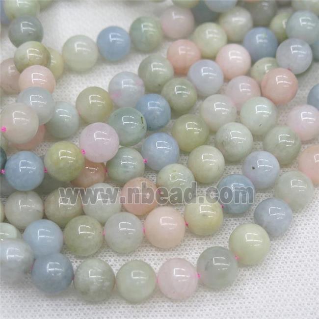 round Morganite Beads, multicolor