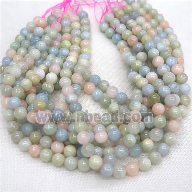 round Morganite Beads, multicolor