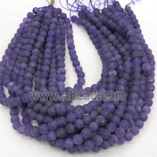 matte Purple Amethyst Beads, round