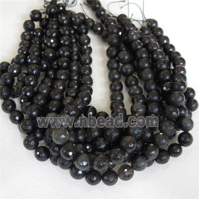 faceted round Obsidian Beads