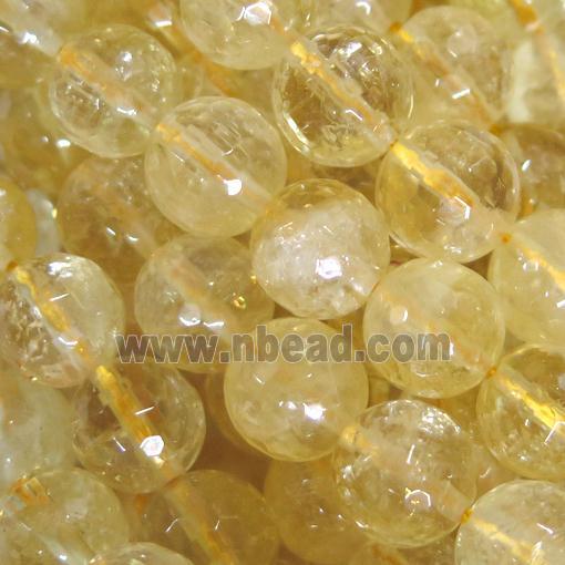 faceted round Yellow Citrine Beads