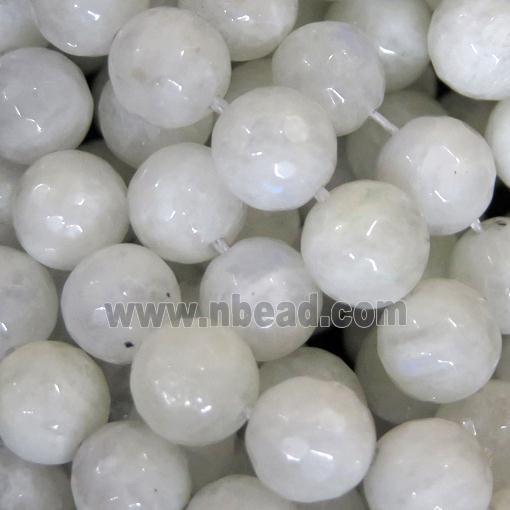 faceted round White MoonStone Beads