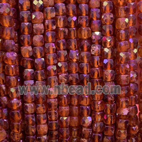 red Carnelian Agate beads, faceted cube