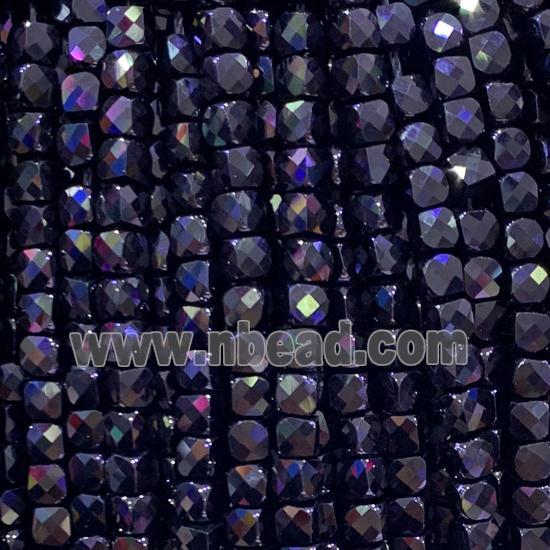 black Spinel Beads, faceted cube