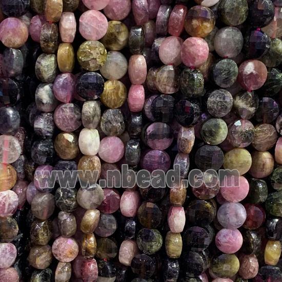 multicolor Tourmaline Beads, faceted circle