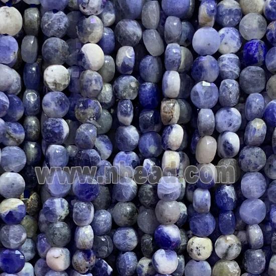 blue Sodalite Beads, faceted circle