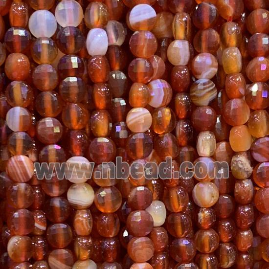 red Carnelian Agate Beads, faceted circle