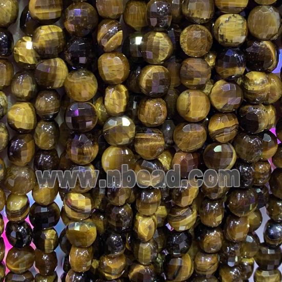 Tiger eye stone beads, faceted circle