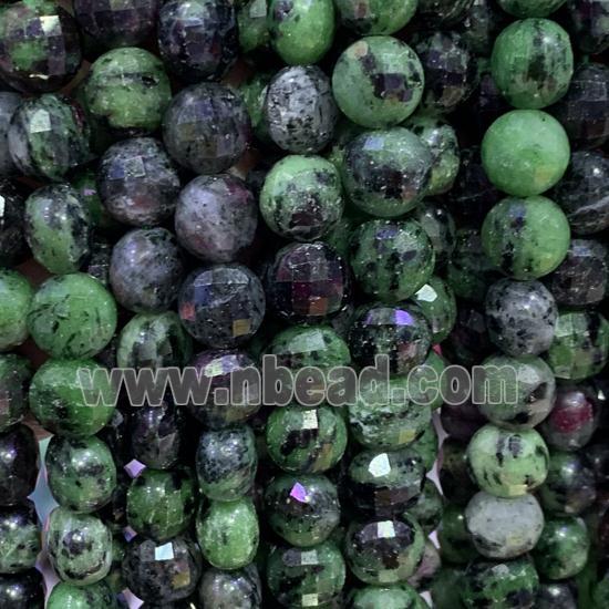 Ruby Zoisite Beads, faceted circle, green
