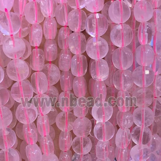 Rose Quartz Beads, faceted circle, pink