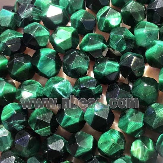 green Tiger eye stone beads, star-cutting