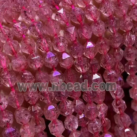 Strawberry Quartz Beads, star-cutting