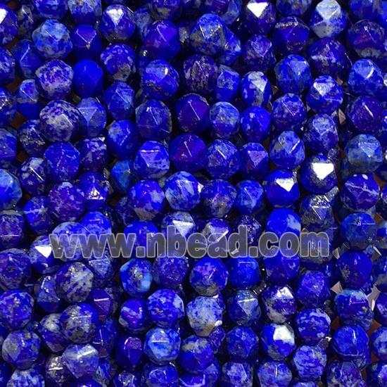 blue Lapis Lazuli Beads, star-cutting
