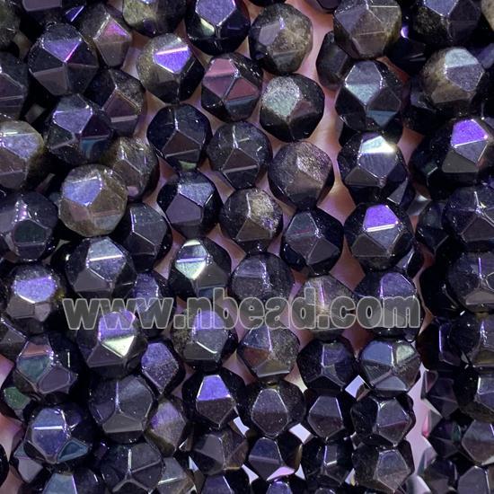 black Obsidian Beads, star-cutting