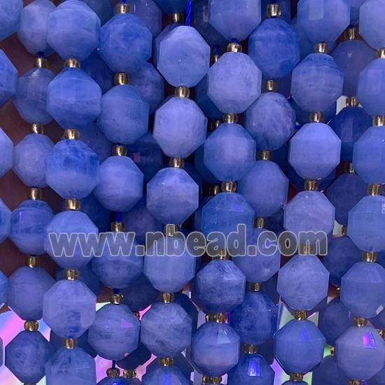 blue Aquamarine bullet beads, faceted