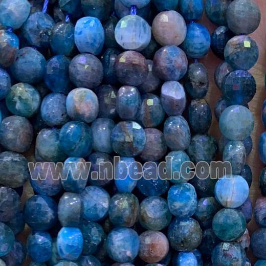 blue Apatite Beads, faceted circle coin