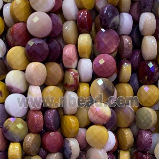 natural Mookaite Beads, faceted circle