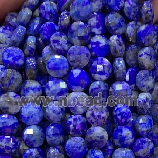 blue Lapis Lazuli Beads, faceted coin