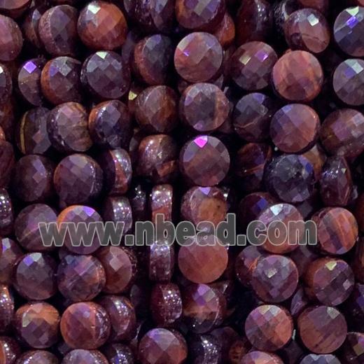 red Tiger eye stone beads, faceted circle