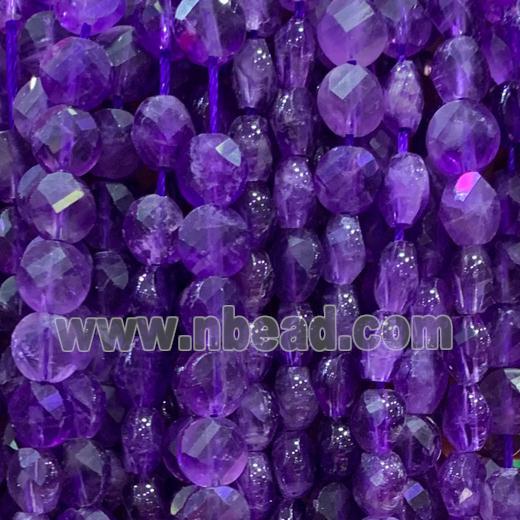 purple Amethyst Beads, A-grade, faceted circle