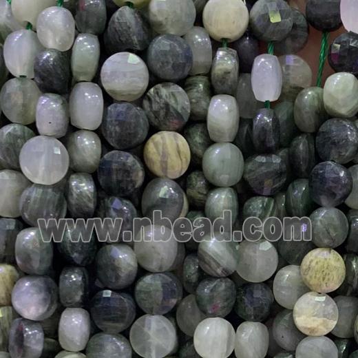 green Actinolite beads, faceted circle