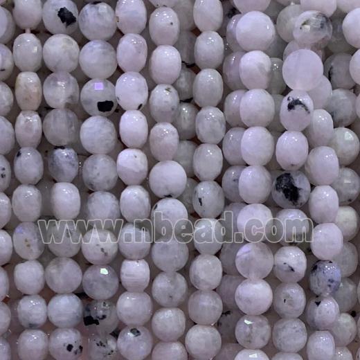 white Moonstone beads, B-grade, faceted circle