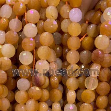 yellow Aventurine Beads, faceted circle