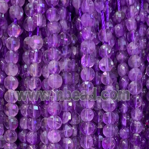 purple Amethyst Beads, faceted circle coin