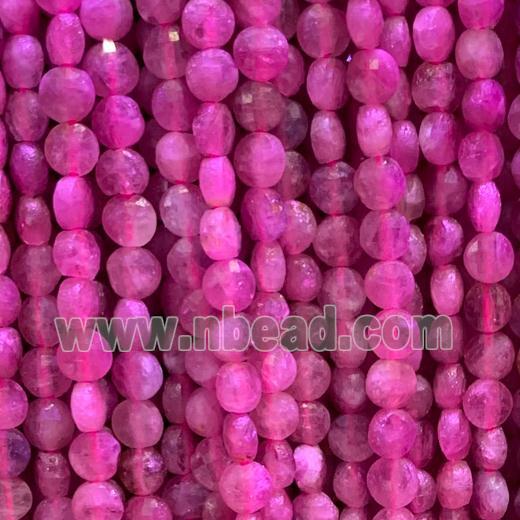 pink Tourmaline Beads, faceted circle