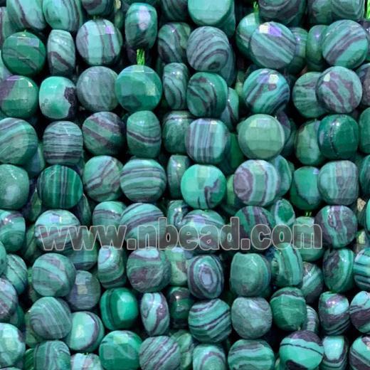 green Malachite Beads, faceted circle