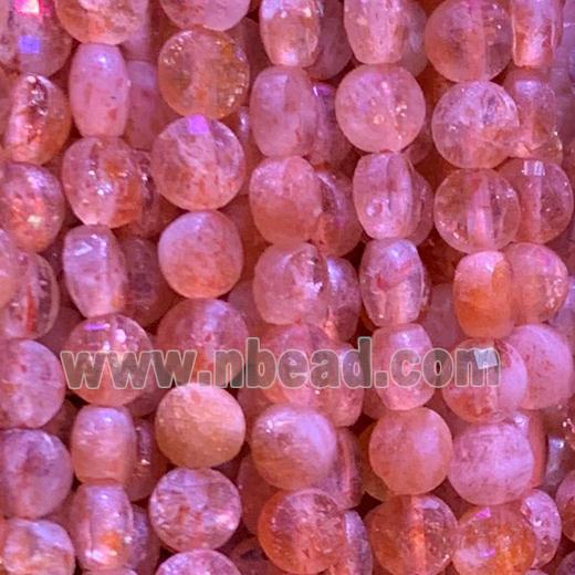 Strawberry Quartz Beads, faceted circle