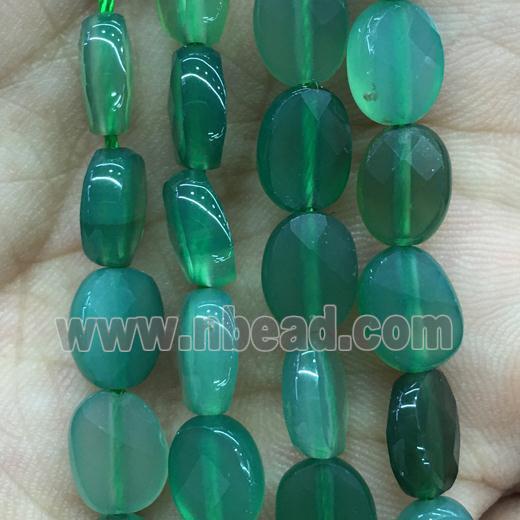 green natural Agate Beads, faceted oval
