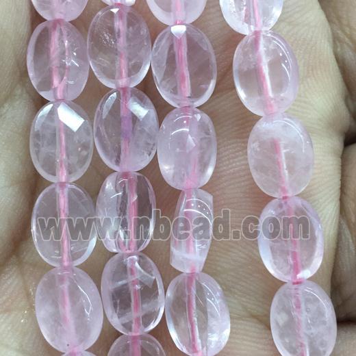 Rose Quartz Beads, pink, faceted oval