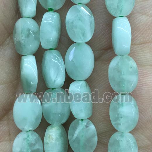 green Angelite Beads, faceted oval