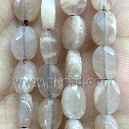 peach MoonStone Beads, faceted oval