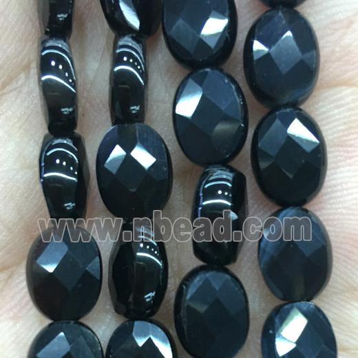 black Onyx Agate Beads, faceted oval